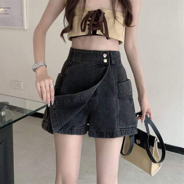 Irregular denim short skirt for women - Image 1