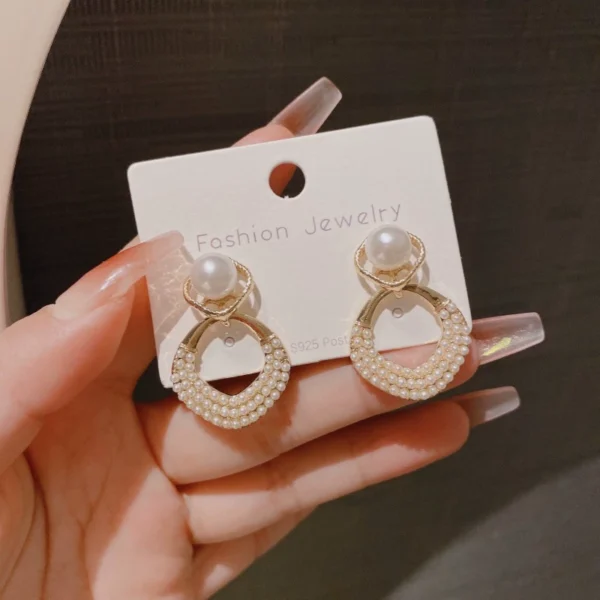 French diamond pearl earrings - Image 1