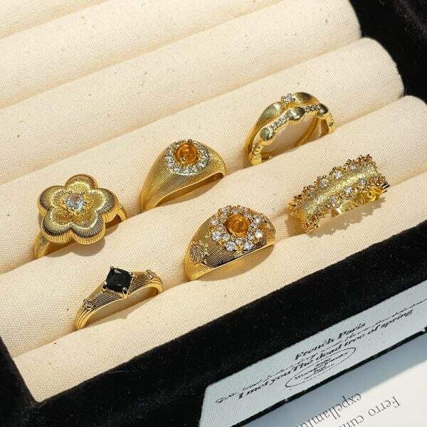 Brushed Tiger Eye Stone Open Ring - Image 4