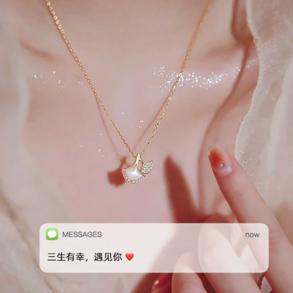 Double Ginkgo Leaf Necklace Outlets Female Accessories - Image 1