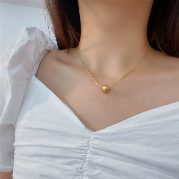 Warehouse high-end round bead collarbone chain - Image 3