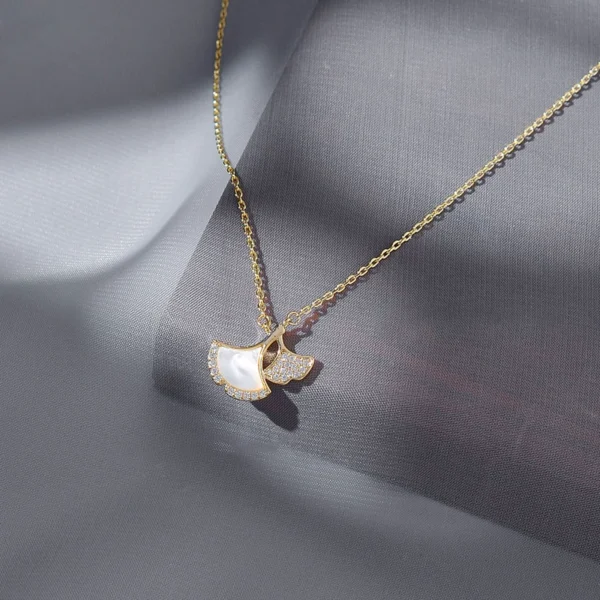 Double Ginkgo Leaf Necklace Outlets Female Accessories - Image 2