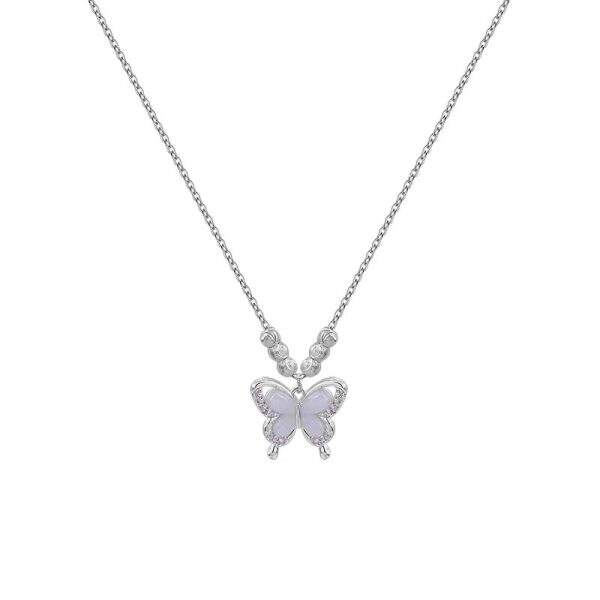 Cat's Eye Stone Butterfly Necklace - Image 5