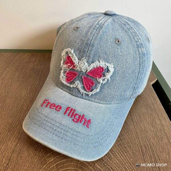 American street butterfly retro distressed washed baseball cap - Image 1