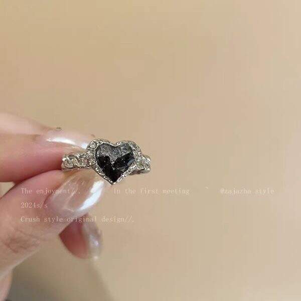 Cold style fashion gradient black gravel ring - Image 4