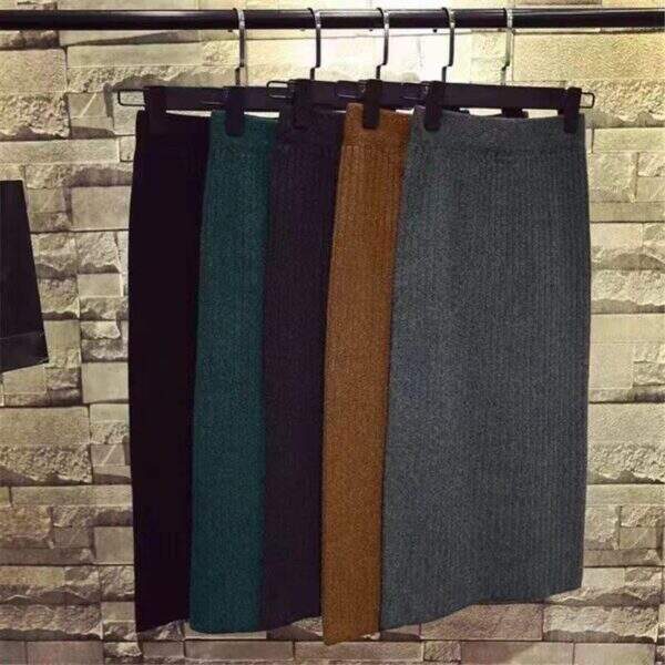 silk cotton high waisted knitted skirt - Image 1