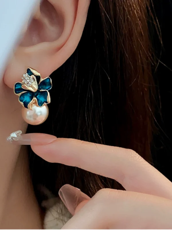 Flower Pearl Earrings Outlets Female - Image 2