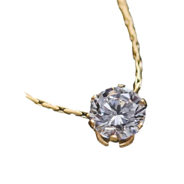 18K gold six claw zircon necklace - Image 5