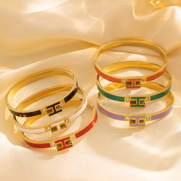 Enamel letter H bracelet for women - Image 2