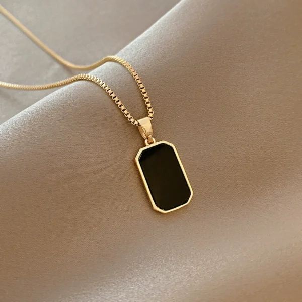 Square black titanium steel necklace - Image 1