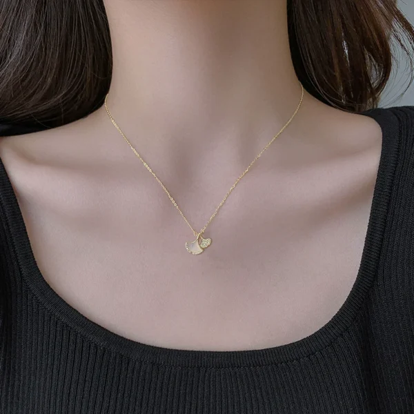 Double Ginkgo Leaf Necklace Outlets Female Accessories - Image 4