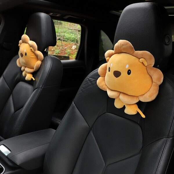 Cartoon car headrest plush lion car decorative neck pillow cushion - Image 1