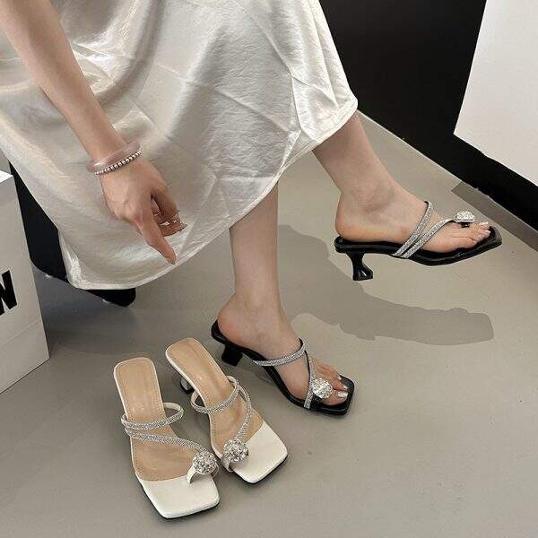 Diamond-studded high-heeled sandals - Image 4