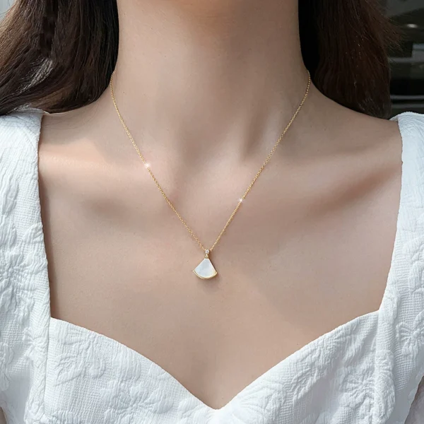 cat eye stone fan-shaped necklace outlets - Image 3