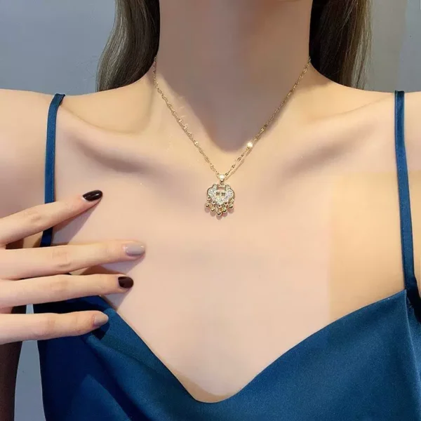 Outlet clearance auspicious cloud safety lock necklace outlets women - Image 3