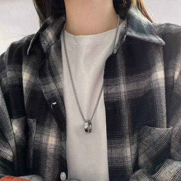 Titanium steel ring necklace - Image 1