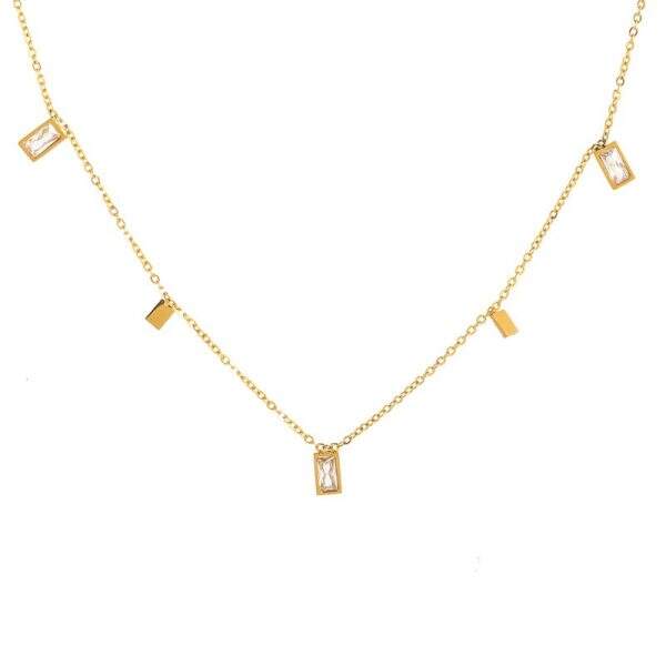 Luxurious and lightweight square crystal tassel necklace - Image 5