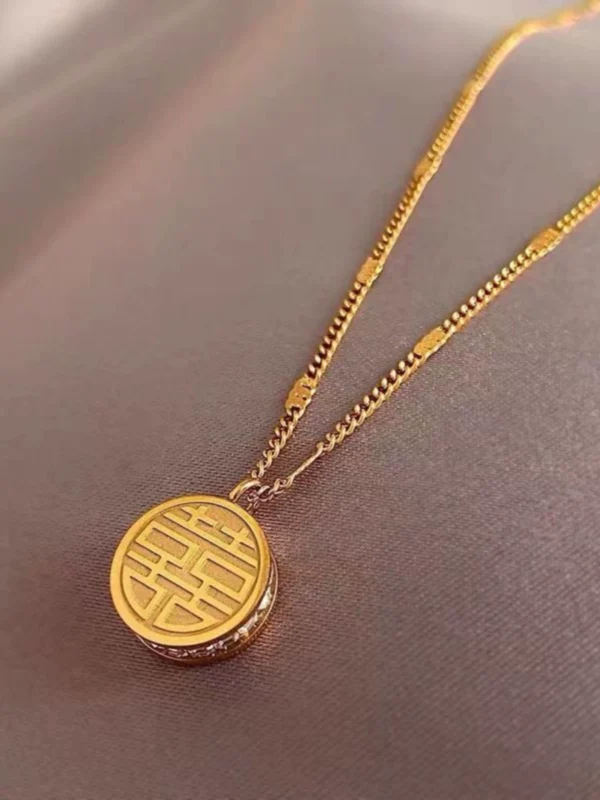 Outlet Clearance Lucky Double sided Necklace Gold Outlets Female - Image 3