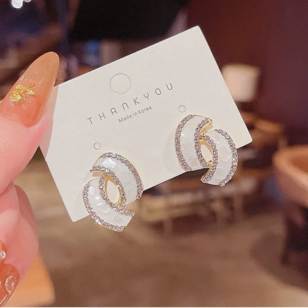 Warehouse style drip oil inlaid diamond ear - Image 5