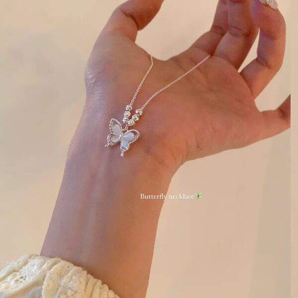 Cat's Eye Stone Butterfly Necklace - Image 4