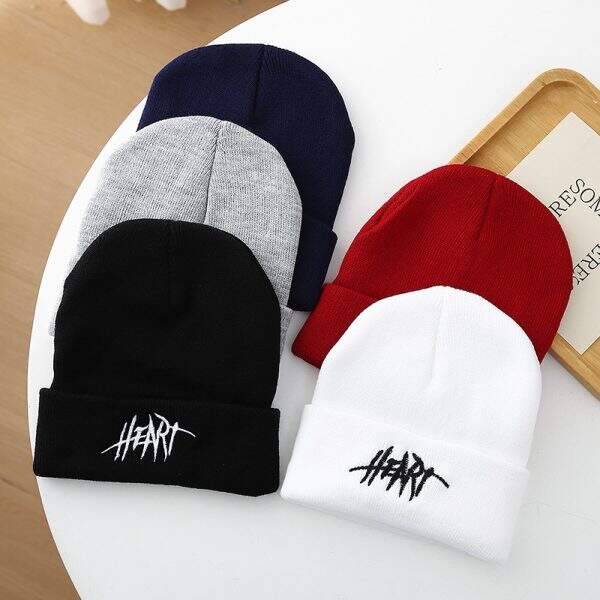 Japanese embroidered letter knitted hat - Image 1