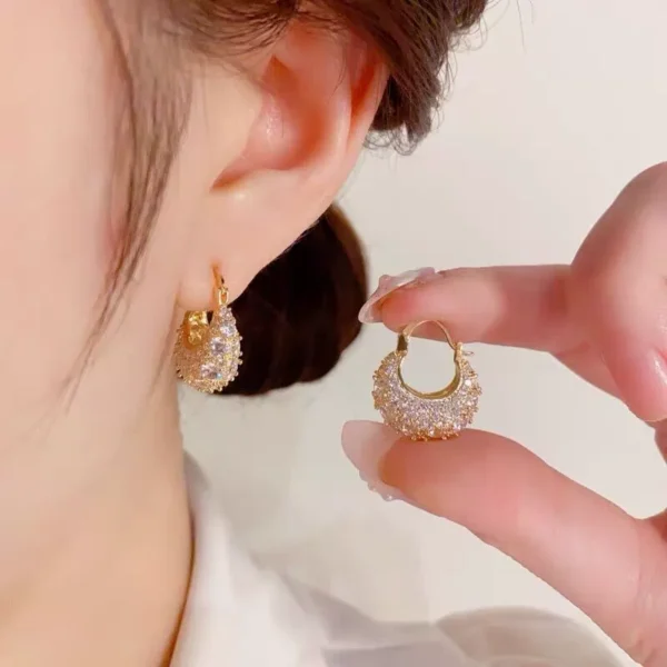 Outlet clearance high-end feeling full diamond earrings outlets - Image 2