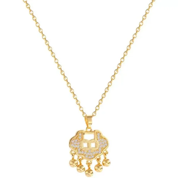 Outlet clearance auspicious cloud safety lock necklace outlets women - Image 5