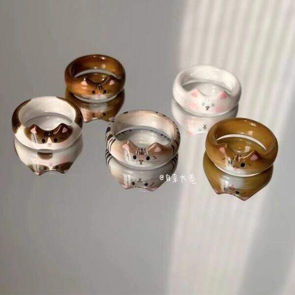 Cartoon Cute Enamel Drop Glazed Cat Ring - Image 1