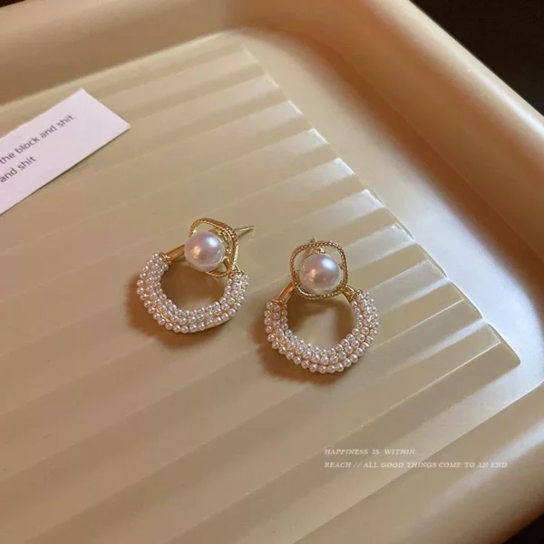 French diamond pearl earrings - Image 4
