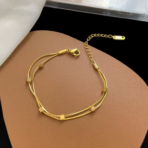 Outlet clearance light luxury double-layer square bracelet - Image 1