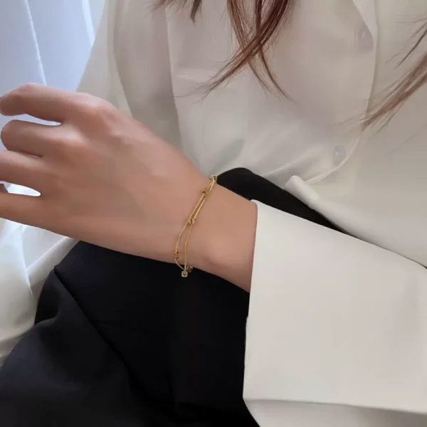 Outlet clearance light luxury double-layer square bracelet - Image 2