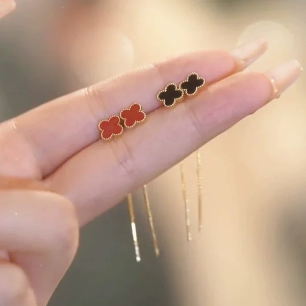 Light luxury four leaf clover ear line outlets for women - Image 3