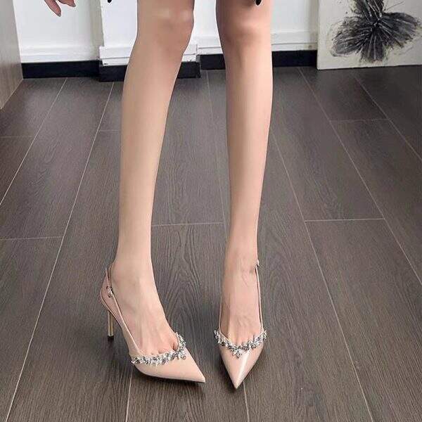 New niche design water diamond slim heel sandals - Image 4