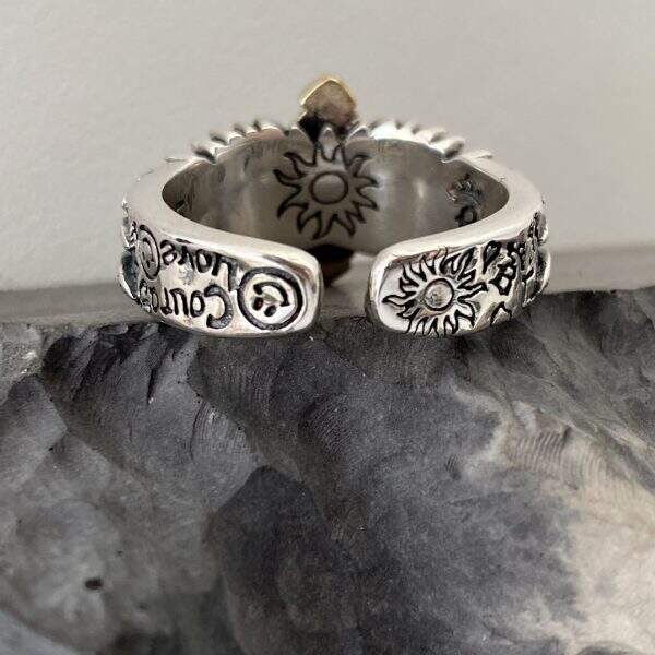 Retro Angel Cross Ring for Men - Image 3