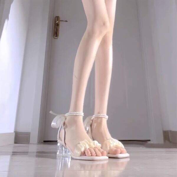 Evening style niche pearl high-heeled sandals for women - Image 2