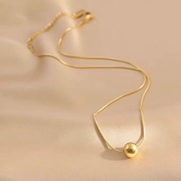 Warehouse high-end round bead collarbone chain - Image 2