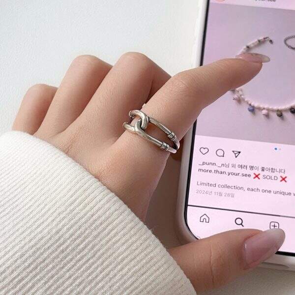 Korean style cross chain ring for women - Image 1
