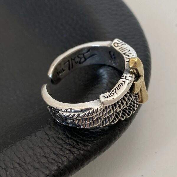 Retro Angel Cross Ring for Men - Image 4