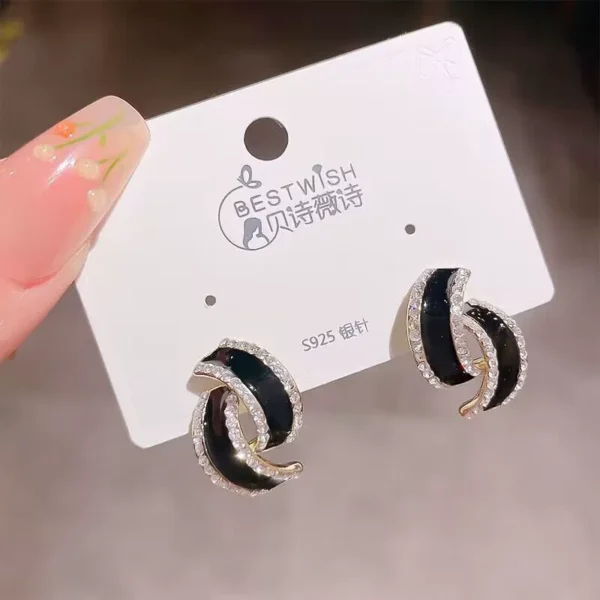 Warehouse style drip oil inlaid diamond ear - Image 2