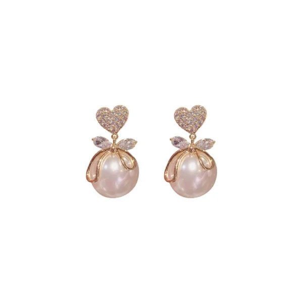 Peach Heart Pearl Earrings 7 - Image 5