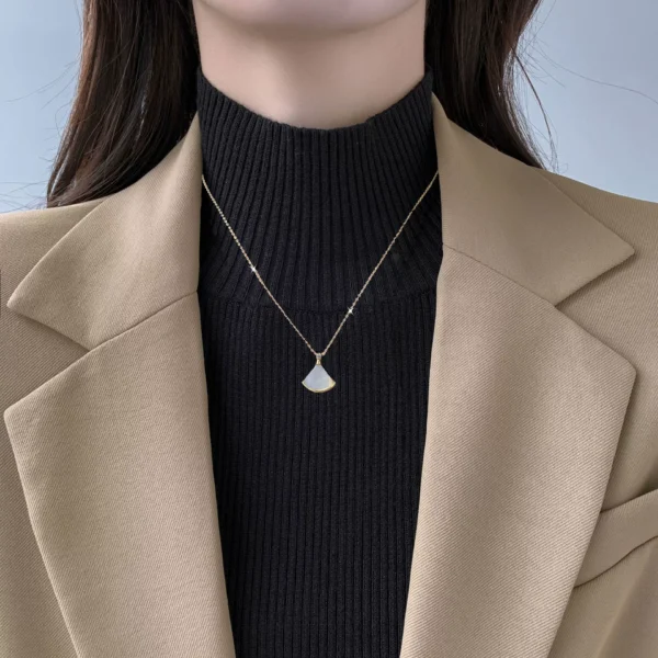 cat eye stone fan-shaped necklace outlets - Image 4