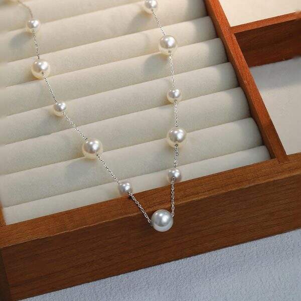 Star shaped pearl tassel necklace - Image 3