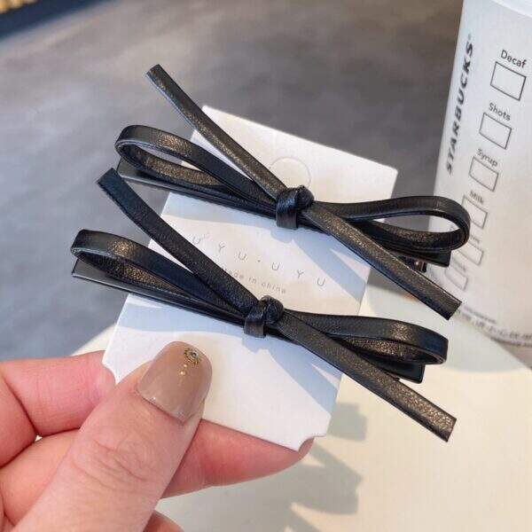 Leather bow hair clip - Image 4