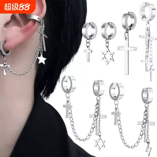 Male and female earrings made of titanium - Image 1