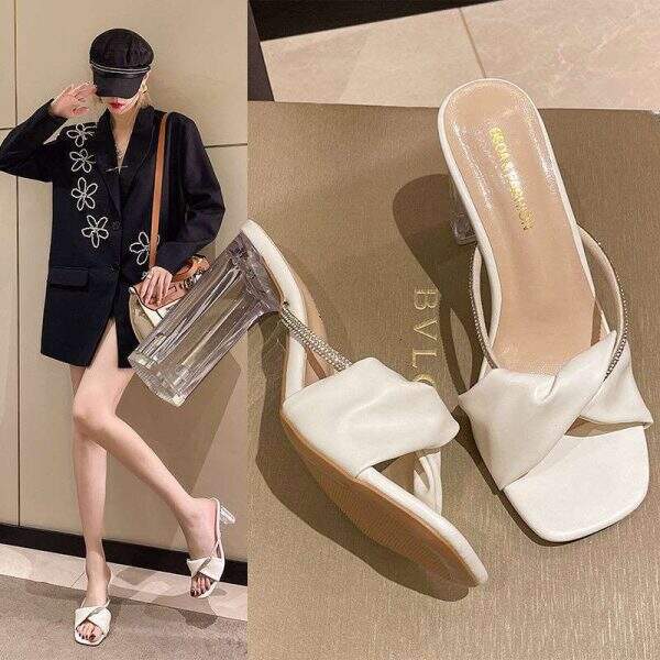 High-heeled sandals with thick heels - Image 2