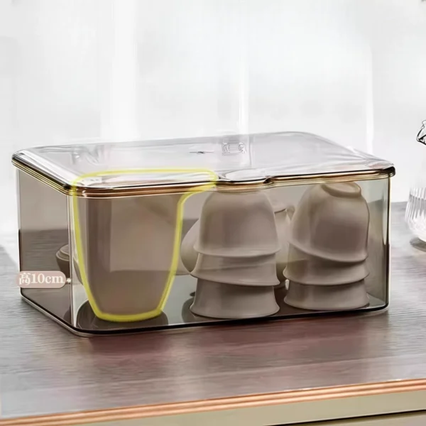 Tea set storage box cover, dust-proof transparent tea - Image 4