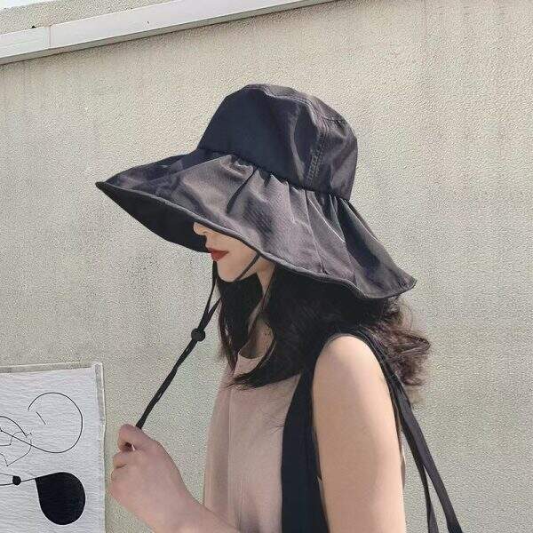 New black rubber sunscreen hat for children - Image 1