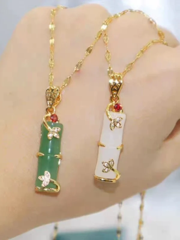 Bamboo pendant collarbone chain - Image 3