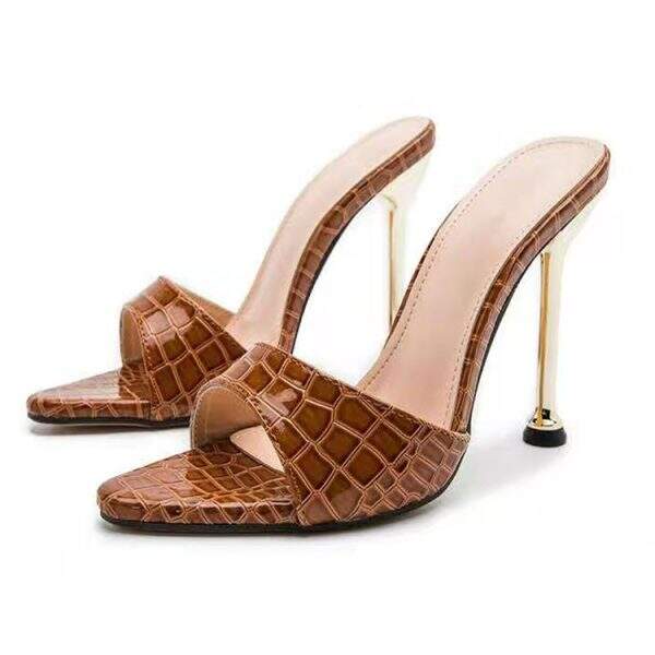 Snake pattern pointed toe high heel sandals - Image 2