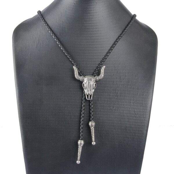 Cross border long leather alloy cow head necklace - Image 3